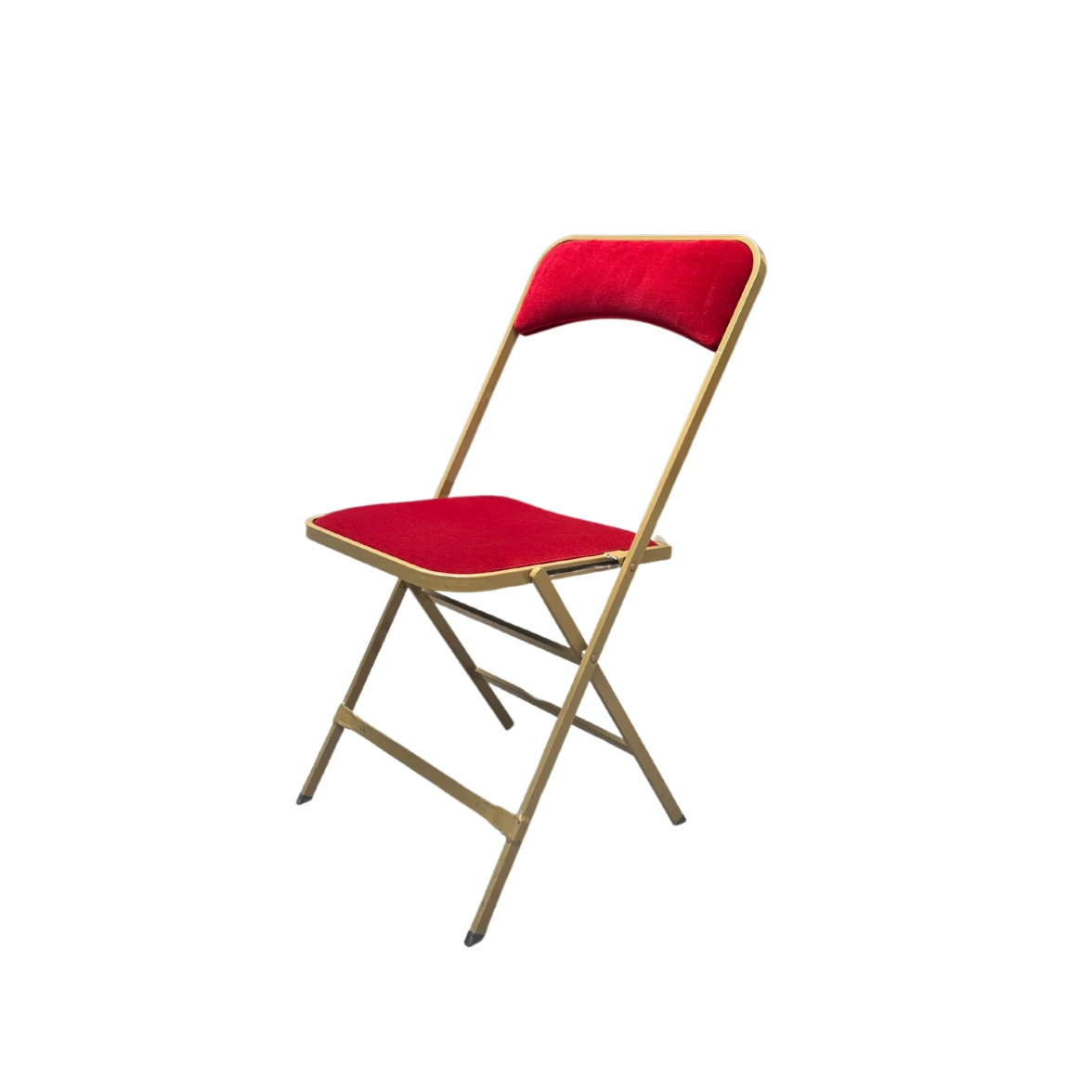 Chaise pliante velours rouge                  - Image 1