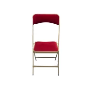Chaise pliante velours rouge                  - Miniature 2